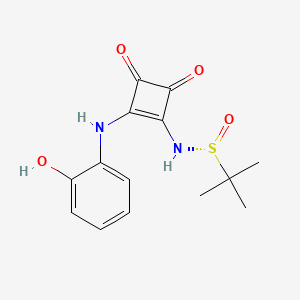 molecular formula C14H16N2O4S B8224090 (R)-N-(2-((2-Hydroxyphenyl)amino)-3,4-dioxocyclobut-1-en-1-yl)-2-methylpropane-2-sulfinamide 