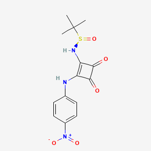 molecular formula C14H15N3O5S B8224103 (R)-2-Methyl-N-(2-((4-nitrophenyl)amino)-3,4-dioxocyclobut-1-en-1-yl)propane-2-sulfinamide 