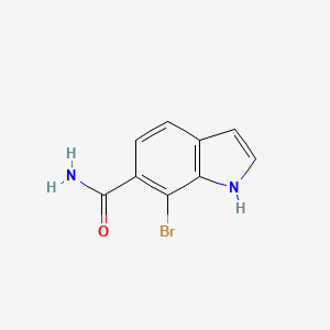 molecular formula C9H7BrN2O B8224124 7-溴-1H-吲哚-6-甲酰胺 