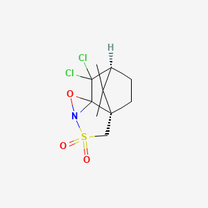 molecular formula C10H13Cl2NO3S B8224141 (4aS,7S)-8,8-Dichloro-9,9-dimethyltetrahydro-4H-4a,7-methanobenzo[c][1,2]oxazireno[2,3-b]isothiazole 3,3-dioxide 