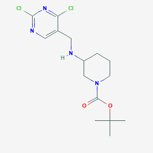 molecular formula C15H22Cl2N4O2 B8224209 tert-Butyl 3-(((2,4-dichloropyrimidin-5-yl)methyl)amino)piperidine-1-carboxylate 