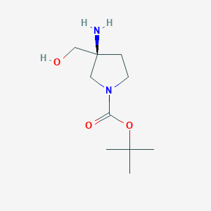 molecular formula C10H20N2O3 B8224221 tert-Butyl (S)-3-amino-3-(hydroxymethyl)pyrrolidine-1-carboxylate 