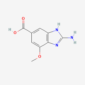 molecular formula C9H9N3O3 B8224253 2-Amino-7-methoxy-1H-benzo[d]imidazole-5-carboxylic acid 