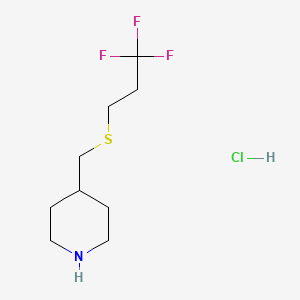 molecular formula C9H17ClF3NS B8224288 4-(((3,3,3-Trifluoropropyl)thio)methyl)piperidine hydrochloride 
