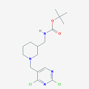 molecular formula C16H24Cl2N4O2 B8224360 Tert-butyl ((1-((2,4-dichloropyrimidin-5-yl)methyl)piperidin-3-yl)methyl)carbamate 