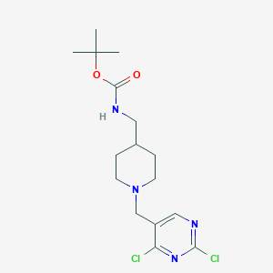 molecular formula C16H24Cl2N4O2 B8224368 Tert-butyl ((1-((2,4-dichloropyrimidin-5-yl)methyl)piperidin-4-yl)methyl)carbamate 