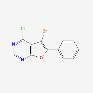 molecular formula C12H6BrClN2O B8224394 5-Bromo-4-chloro-6-phenylfuro[2,3-d]pyrimidine 