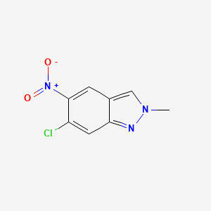 molecular formula C8H6ClN3O2 B8224425 6-Chloro-2-methyl-5-nitro-2H-indazole 