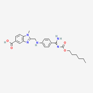 molecular formula C24H29N5O4 B8224496 2-[[4-(N'-hexoxycarbonylcarbamimidoyl)anilino]methyl]-1-methylbenzimidazole-5-carboxylic acid 