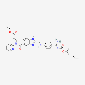 molecular formula C34H41N7O5 B8224510 ethyl 3-[[2-[[4-(N'-hexan-2-yloxycarbonylcarbamimidoyl)anilino]methyl]-1-methylbenzimidazole-5-carbonyl]-pyridin-2-ylamino]propanoate 