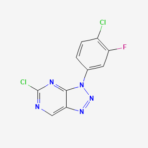 molecular formula C10H4Cl2FN5 B8224579 5-Chloro-3-(4-chloro-3-fluorophenyl)-3H-[1,2,3]triazolo[4,5-d]pyrimidine 
