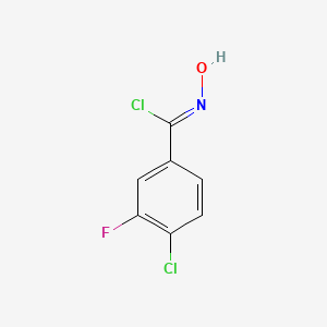 molecular formula C7H4Cl2FNO B8224665 (1Z)-4-chloro-3-fluoro-N-hydroxybenzenecarboximidoyl chloride 