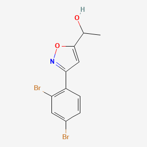 molecular formula C11H9Br2NO2 B8225042 1-[3-(2,4-Dibromophenyl)-1,2-oxazol-5-yl]ethanol 