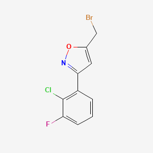 molecular formula C10H6BrClFNO B8225146 5-(Bromomethyl)-3-(2-chloro-3-fluorophenyl)-1,2-oxazole 