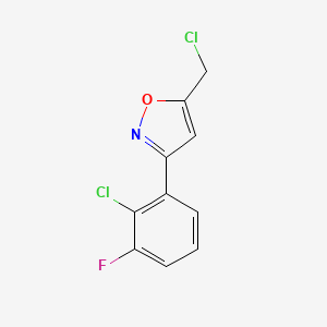 molecular formula C10H6Cl2FNO B8225148 3-(2-Chloro-3-fluorophenyl)-5-(chloromethyl)-1,2-oxazole 