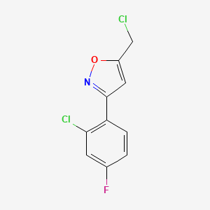 molecular formula C10H6Cl2FNO B8225162 3-(2-Chloro-4-fluorophenyl)-5-(chloromethyl)-1,2-oxazole 