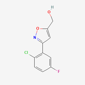 molecular formula C10H7ClFNO2 B8225169 [3-(2-Chloro-5-fluorophenyl)-1,2-oxazol-5-yl]methanol 