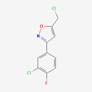 molecular formula C10H6Cl2FNO B8225204 3-(3-Chloro-4-fluorophenyl)-5-(chloromethyl)-1,2-oxazole 