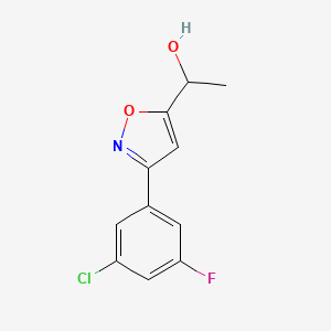 molecular formula C11H9ClFNO2 B8225207 1-[3-(3-Chloro-5-fluorophenyl)-1,2-oxazol-5-yl]ethanol 