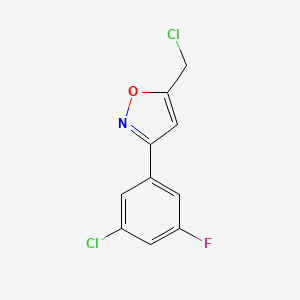 molecular formula C10H6Cl2FNO B8225209 3-(3-Chloro-5-fluorophenyl)-5-(chloromethyl)-1,2-oxazole 