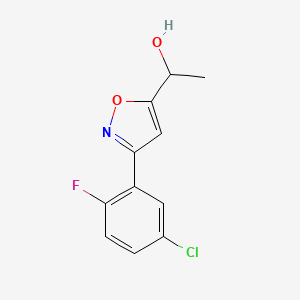 molecular formula C11H9ClFNO2 B8225210 1-[3-(5-Chloro-2-fluorophenyl)-1,2-oxazol-5-yl]ethanol 