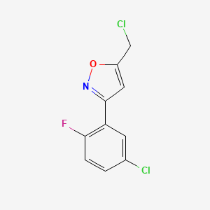 molecular formula C10H6Cl2FNO B8225216 3-(5-Chloro-2-fluorophenyl)-5-(chloromethyl)-1,2-oxazole 