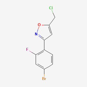 molecular formula C10H6BrClFNO B8225262 3-(4-Bromo-2-fluorophenyl)-5-(chloromethyl)-1,2-oxazole 