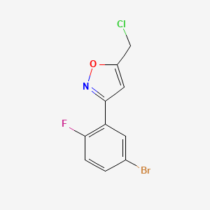 molecular formula C10H6BrClFNO B8225267 3-(5-Bromo-2-fluorophenyl)-5-(chloromethyl)-1,2-oxazole 