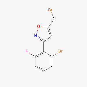molecular formula C10H6Br2FNO B8225281 3-(2-Bromo-6-fluorophenyl)-5-(bromomethyl)-1,2-oxazole 