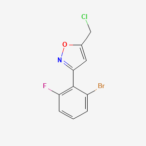 molecular formula C10H6BrClFNO B8225286 3-(2-Bromo-6-fluorophenyl)-5-(chloromethyl)-1,2-oxazole 