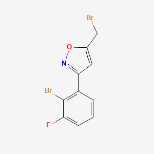 molecular formula C10H6Br2FNO B8225301 3-(2-Bromo-3-fluorophenyl)-5-(bromomethyl)-1,2-oxazole 