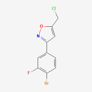 molecular formula C10H6BrClFNO B8225312 3-(4-Bromo-3-fluorophenyl)-5-(chloromethyl)-1,2-oxazole 