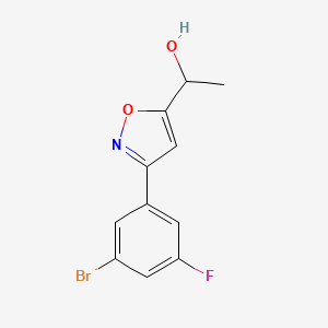 molecular formula C11H9BrFNO2 B8225317 1-[3-(3-Bromo-5-fluorophenyl)-1,2-oxazol-5-yl]ethanol 