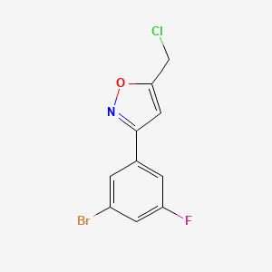 molecular formula C10H6BrClFNO B8225322 3-(3-Bromo-5-fluorophenyl)-5-(chloromethyl)-1,2-oxazole 
