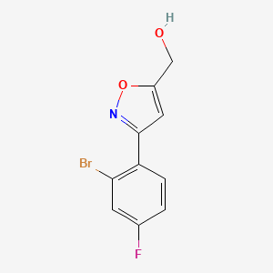 molecular formula C10H7BrFNO2 B8225325 [3-(2-Bromo-4-fluorophenyl)-1,2-oxazol-5-yl]methanol 