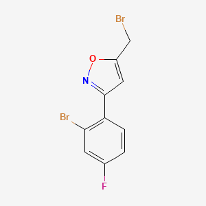 molecular formula C10H6Br2FNO B8225335 3-(2-Bromo-4-fluorophenyl)-5-(bromomethyl)-1,2-oxazole 