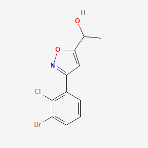 molecular formula C11H9BrClNO2 B8225357 1-[3-(3-Bromo-2-chlorophenyl)-1,2-oxazol-5-yl]ethanol 