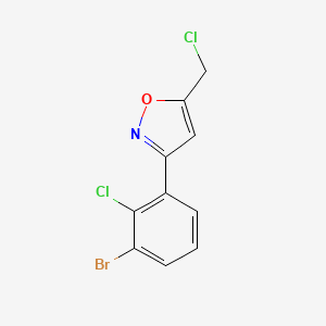 molecular formula C10H6BrCl2NO B8225369 3-(3-Bromo-2-chlorophenyl)-5-(chloromethyl)-1,2-oxazole 