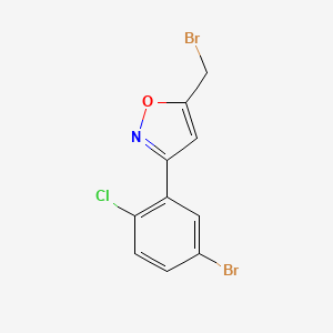 molecular formula C10H6Br2ClNO B8225389 3-(5-Bromo-2-chlorophenyl)-5-(bromomethyl)-1,2-oxazole 