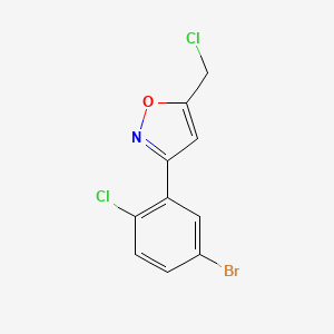 molecular formula C10H6BrCl2NO B8225391 3-(5-Bromo-2-chlorophenyl)-5-(chloromethyl)-1,2-oxazole 