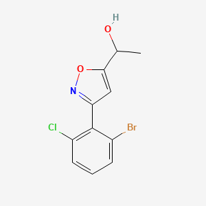molecular formula C11H9BrClNO2 B8225401 1-[3-(2-Bromo-6-chlorophenyl)-1,2-oxazol-5-yl]ethanol 