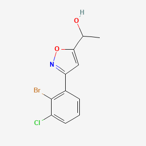 molecular formula C11H9BrClNO2 B8225421 1-[3-(2-Bromo-3-chlorophenyl)-1,2-oxazol-5-yl]ethanol 