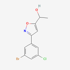 molecular formula C11H9BrClNO2 B8225466 1-[3-(3-Bromo-5-chlorophenyl)-1,2-oxazol-5-yl]ethanol 