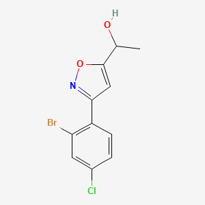 molecular formula C11H9BrClNO2 B8225489 1-[3-(2-Bromo-4-chlorophenyl)-1,2-oxazol-5-yl]ethanol 