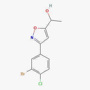 molecular formula C11H9BrClNO2 B8225503 1-[3-(3-Bromo-4-chlorophenyl)-1,2-oxazol-5-yl]ethanol 
