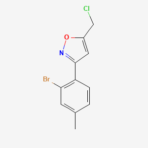 molecular formula C11H9BrClNO B8225520 3-(2-Bromo-4-methylphenyl)-5-(chloromethyl)-1,2-oxazole 