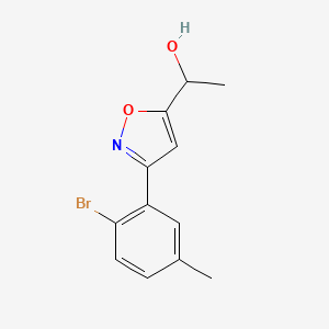 molecular formula C12H12BrNO2 B8225530 1-[3-(2-Bromo-5-methylphenyl)-1,2-oxazol-5-yl]ethanol 