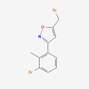 molecular formula C11H9Br2NO B8225559 5-(Bromomethyl)-3-(3-bromo-2-methylphenyl)-1,2-oxazole 
