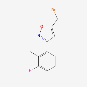 molecular formula C11H9BrFNO B8225656 5-(Bromomethyl)-3-(3-fluoro-2-methylphenyl)-1,2-oxazole 