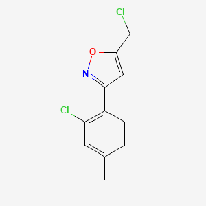 molecular formula C11H9Cl2NO B8225751 3-(2-Chloro-4-methylphenyl)-5-(chloromethyl)-1,2-oxazole 